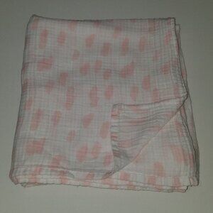 Cloud Island Pink White Animal Print Muslin Cotton Swaddle Blanket Baby Lovey